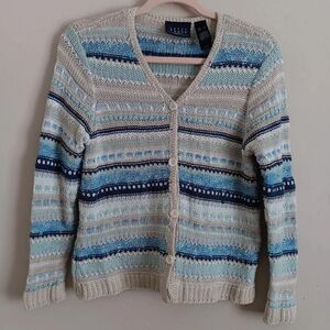 Liz Claiborn Striped Knit Cardigan Sweater